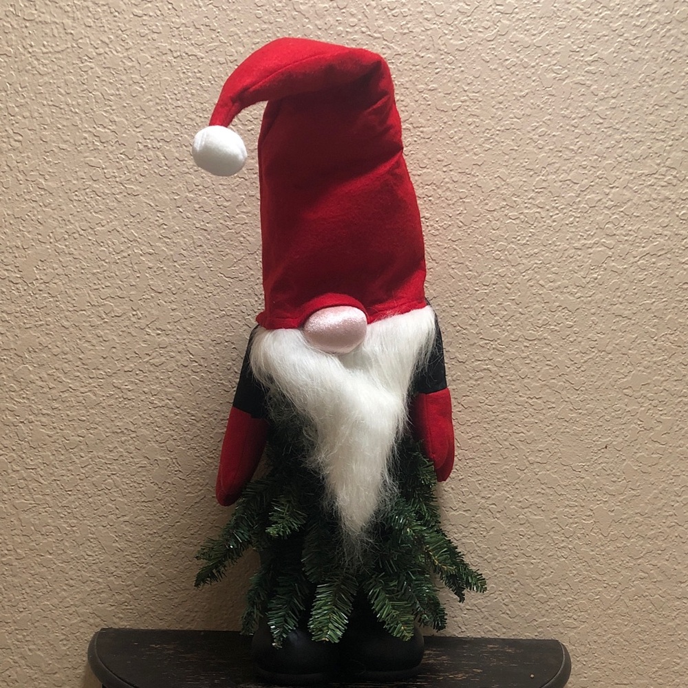 Festive Red Gnome with Green Accents